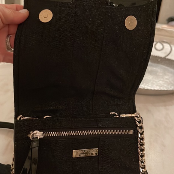 Ramy Brook black patent cross body bag with magnetic closure ;zipper under flap - Picture 5 of 7